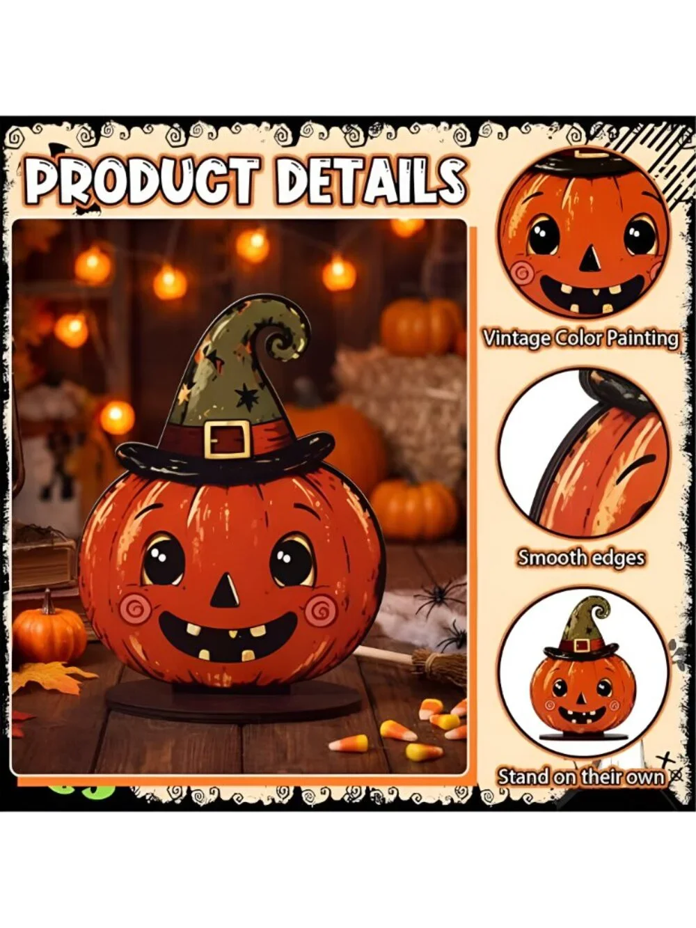 6 Pcs Halloween Wooden Table Decorations Vintage Spooky Gift